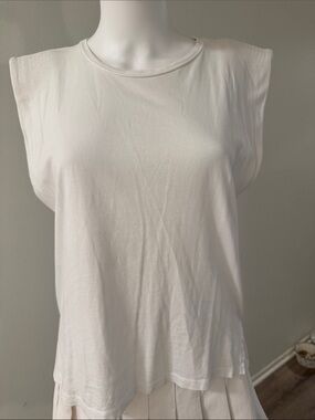 Women's White Structured Shoulder Tank Top